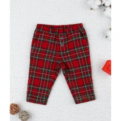 Pantalón niño tartán rojo con forro de algodón