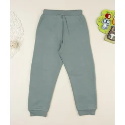 Pantalón niño verde felpado con estampado