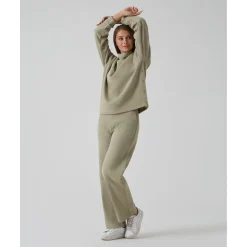 Pantalón premamá de pierna ancha verde “fake tricot”