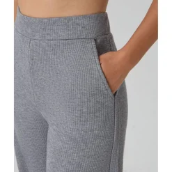 Pantalón premamá de pierna ancha gris “fake tricot”