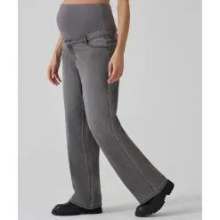 Pantalón premamá denim gris pierna ancha