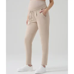 Pantalones premamá jogger beige punto milano