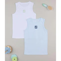 Paquete 2 camisetas de tirantes anchos blanco/azul