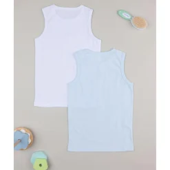 Paquete 2 camisetas de tirantes anchos blanco/azul