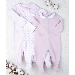 Paquete 3 peleles de bebé rosa