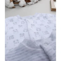 Paquete de 3 pijamas de terciopelo gris y crema