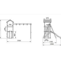 Parque infantil Carlit de madera columpios y tobogán
