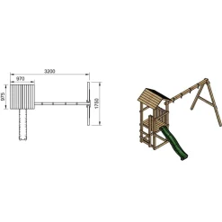 Parque infantil Carlit de madera columpios y tobogán