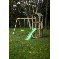 Parque infantil Carlit de madera columpios y tobogán