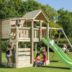 Parque juegos infantil de madera Palazzo XL con columpio doble