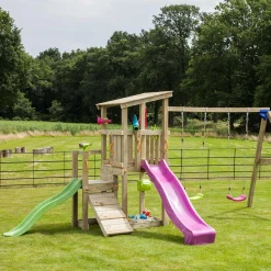 Parque juegos infantil de madera Cascade con columpio doble