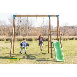 Parque juegos infantil de madera Milos con asiento para bebé