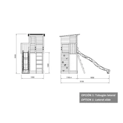 Parque juegos infantil de madera Taga con pared de escalada