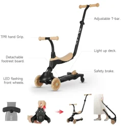 Patín Qplay EVO 5‑en‑1 con luces – Color beige