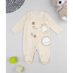 Pelele bebé beige jirafa/león