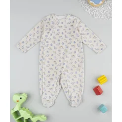 Pelele beige de niño con dinosaurios