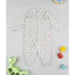 Pelele beige de niño con dinosaurios