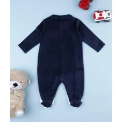 Pelele blanco y azul de niña con perrito