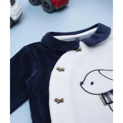 Pelele blanco y azul de niña con perrito