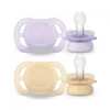 Philips Avent - 2 chupetes Ultra Start niña lila y amarillo (0-2m)