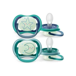 Philips Avent - Chupetes ultra air night time 6-18 meses decoración estrella/luna