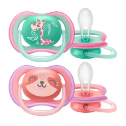 Philips Avent - Chupetes Ultra Air verde y rosa +18 meses
