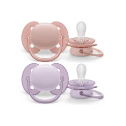 Philips Avent - Chupetes ultra suaves 0-6 meses color morado/rosa (2 unidades)