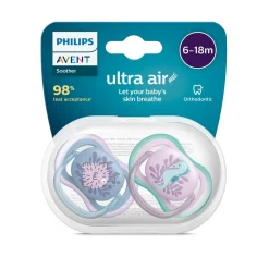 Philips Avent - Chupetes ultra air 6-18 meses azul/rosa - 2 unidades