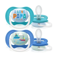 Philips Avent - Pack 2 chupetes ultra air collection 6/18m azul - Papá