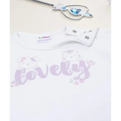 Pijama blanco y lila para niña