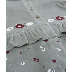 Pijama de niña en terciopelo verde con flores