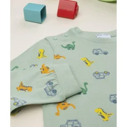 Pijama dos piezas niño verde dinosaurios