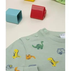 Pijama dos piezas niño verde dinosaurios