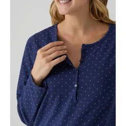 Pijama dos piezas premamá azul con lunares