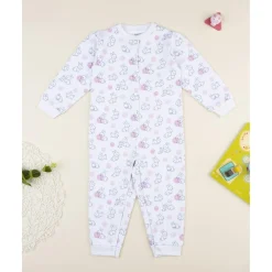Pijama enterizo blanco con conejitos para niña