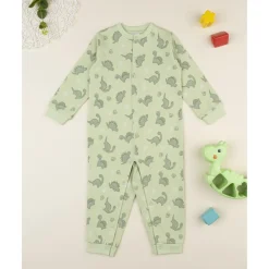 Pijama enterizo verde con estampado de dinosaurios para niño