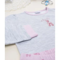 Pijama gris y rosa con bailarina para niña