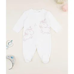 Pijama niña blanco de terciopelo con unicornios