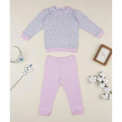 Pijama niña rosa y gris con unicornios