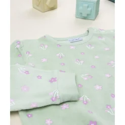 Pijama niña verde con florecitas