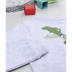 Pijama niño gris dinosaurio