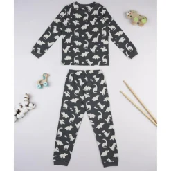 Pijama niño gris oscuro Dino