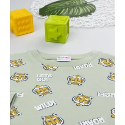 Pijama niño verde con estampado de tigre