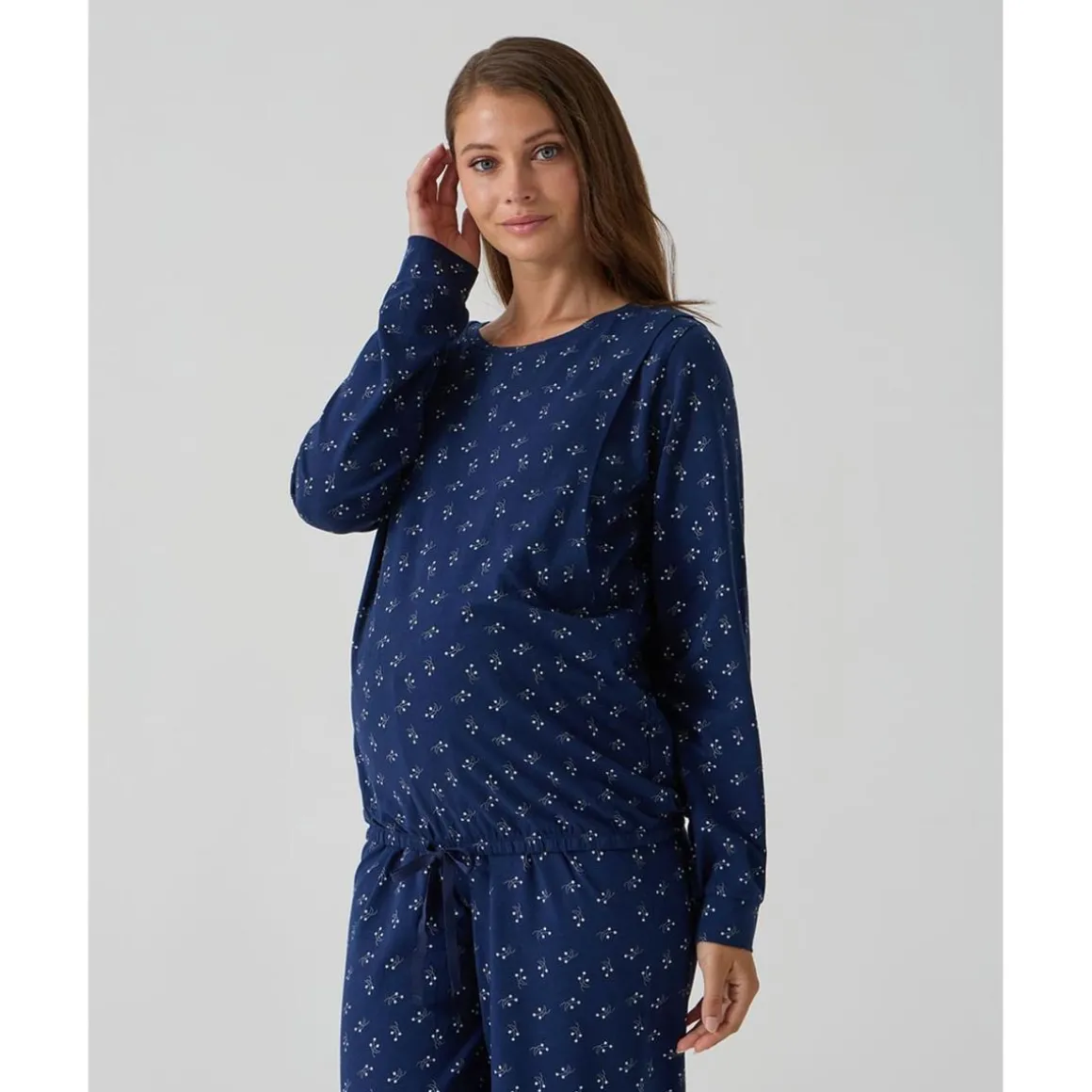 Pijama premamá azul con estampado