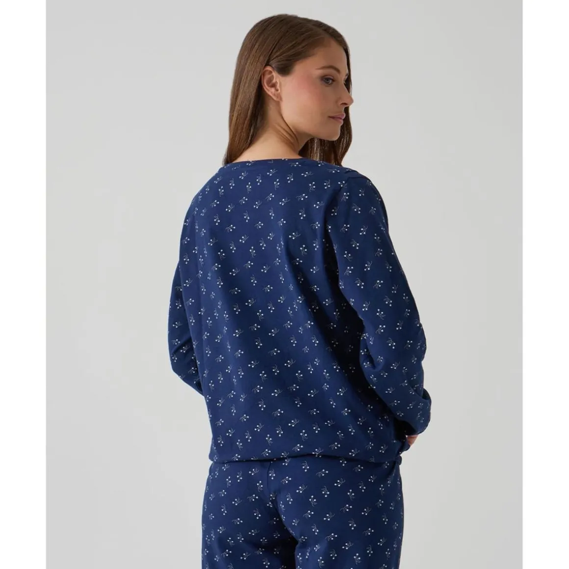 Pijama premamá azul con estampado