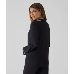 Pijama premamá negro de dos piezas con bolsillo