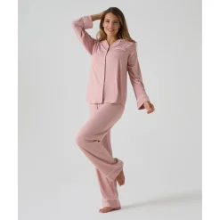 Pijama premamá rosa con bolsillo