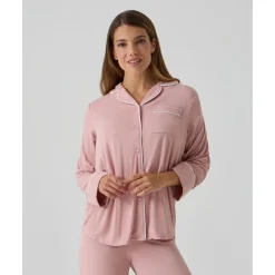 Pijama premamá rosa con bolsillo