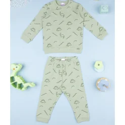 Pijama verde de dinosaurios para niño