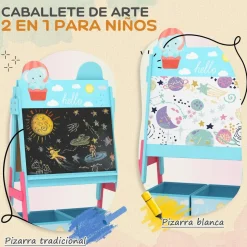 Pizarra 2 en 1 con cajas de tela Azul